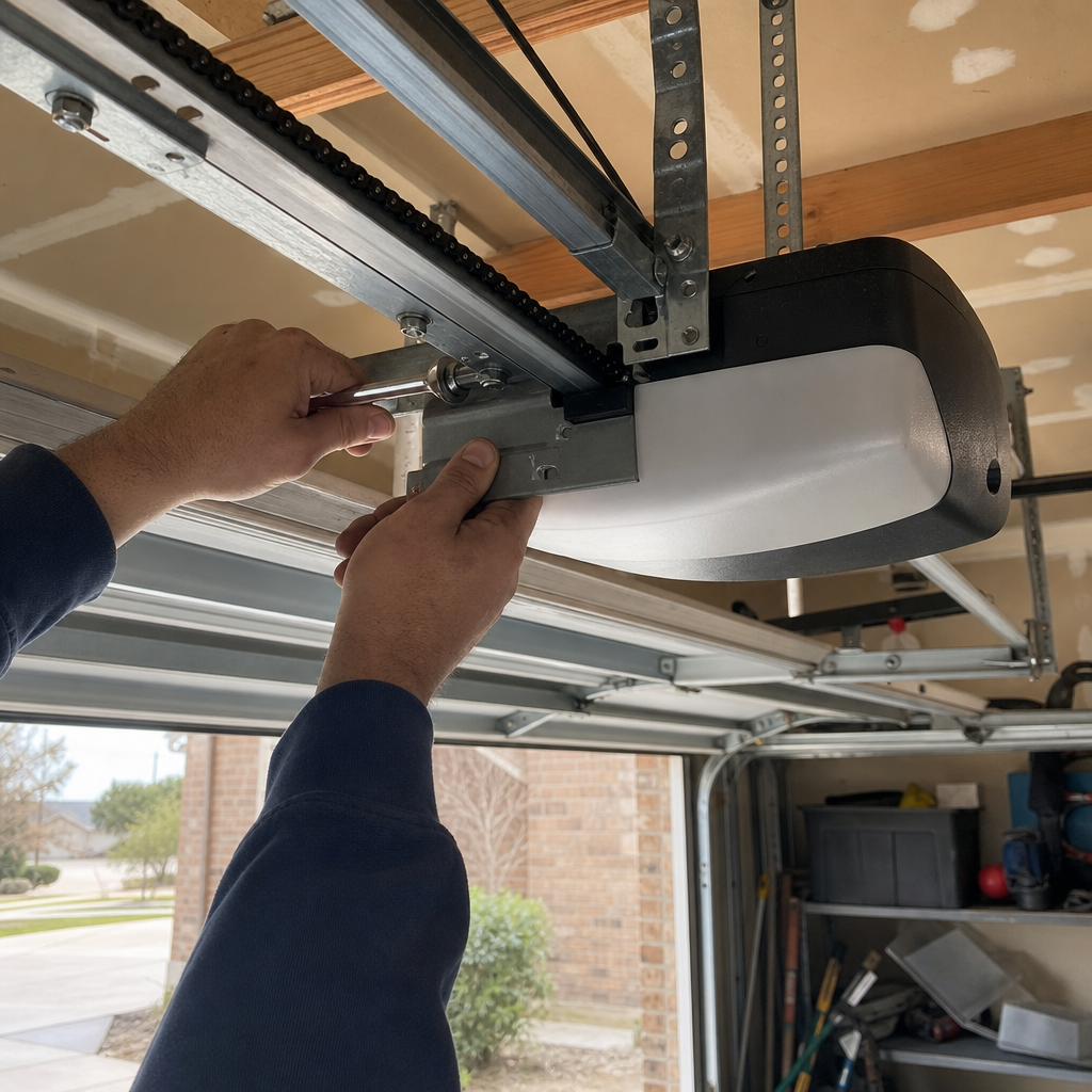 Garage door opener installation with chain drive system
